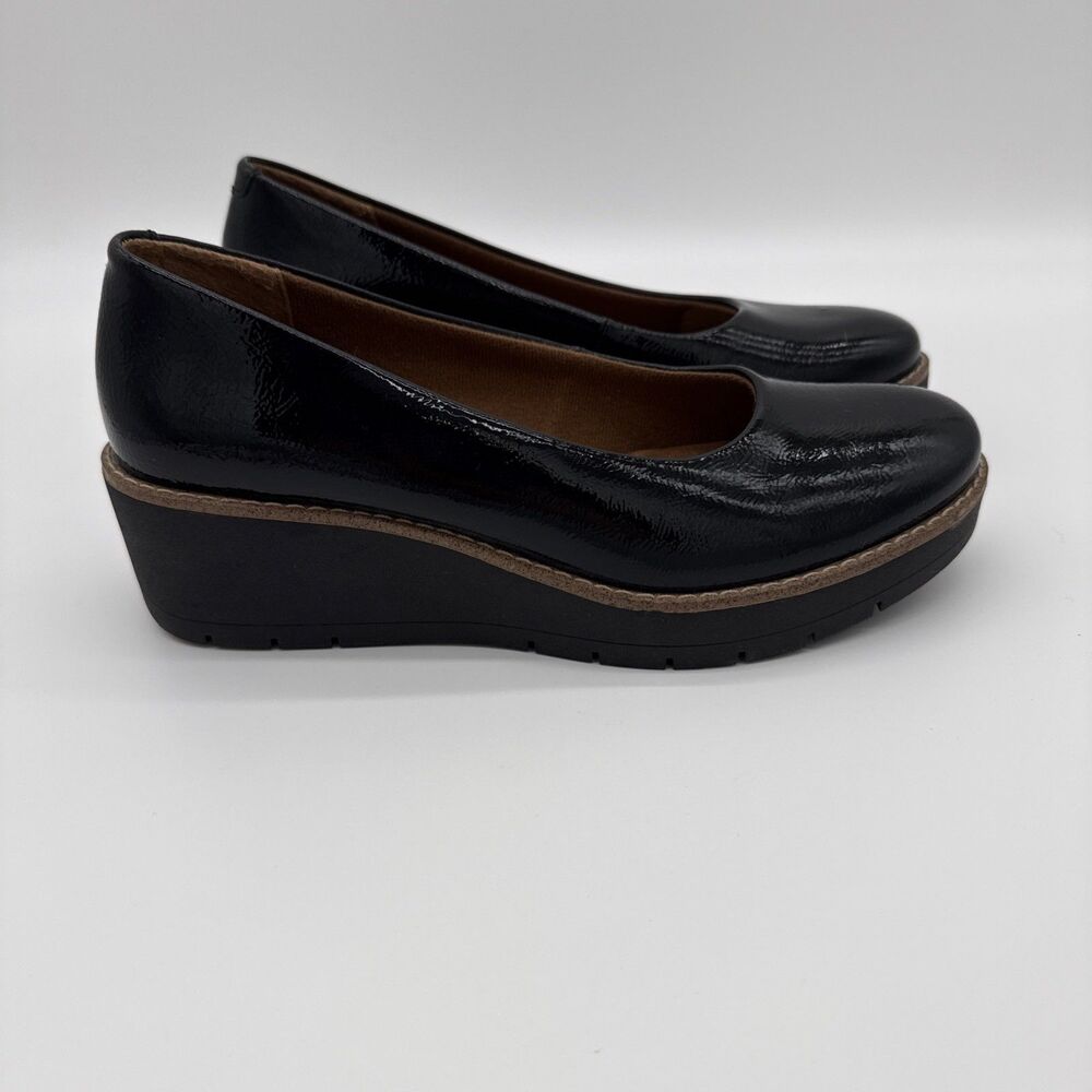 Eurosoft By Soft Faella Wedge Pumps Size 8.5 Patent Leather Black Comfort Shoes